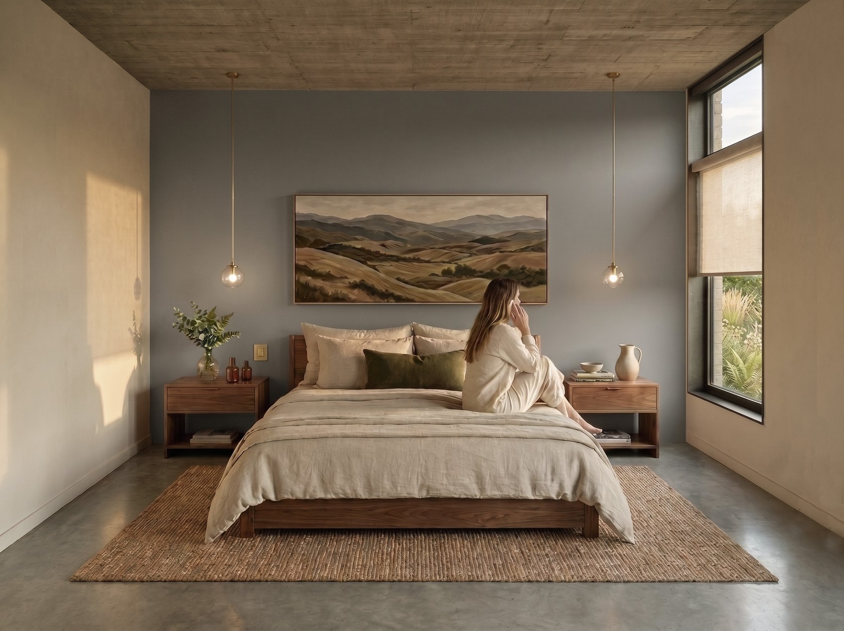Dormitorio con placares y balcón