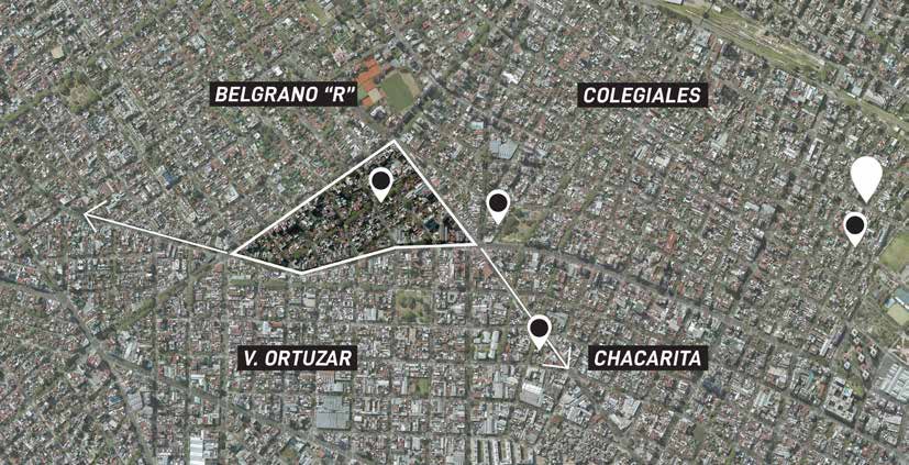 Mapa de ubicación de ZYH entre Belgrano R, Colegiales, Villa Ortúzar y Chacarita