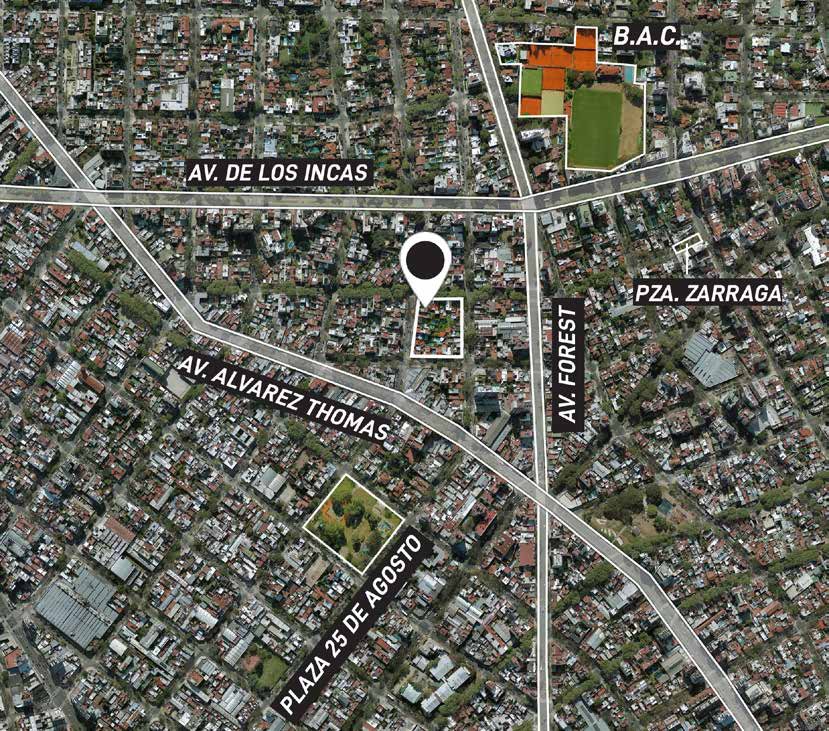 Mapa detallado de la manzana, esquina Zarraga y Heredia